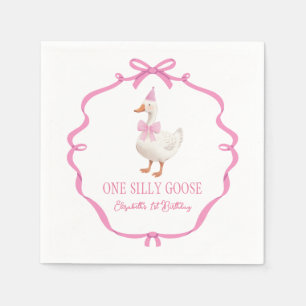 Serviette En Papier Mignonne One Silly Goose Rose Bow Premier annivers