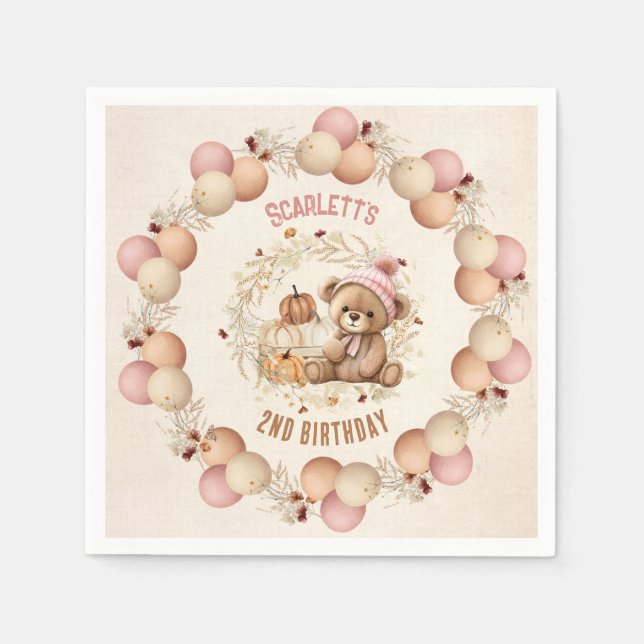 Serviette En Papier Mignonne Ours Teddy Automne Anniversaire Papier de (Devant)