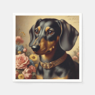 Serviette En Papier Mignonne peinture Vintage Dachshund