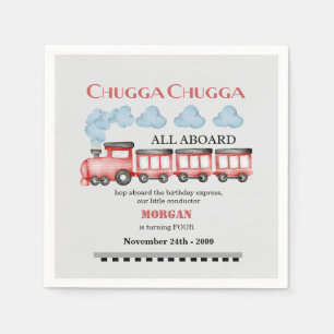Serviette En Papier Mignonne Watercolor Red Train N'importe quel âge A