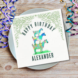 Serviette En Papier Mignonnes Chèvres Art Animal Coloré Fête d'Anniver
