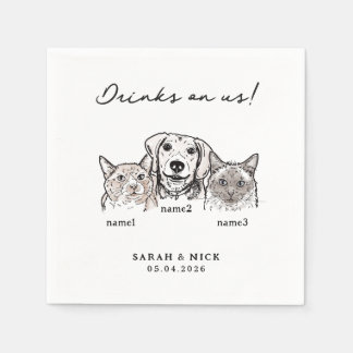 Serviette En Papier Mignons Chats Chien Boissons Aux Nôtres Mariage An