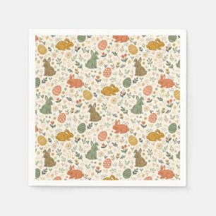 Serviette En Papier Mignons lapins de printemps dessinés à la main sur