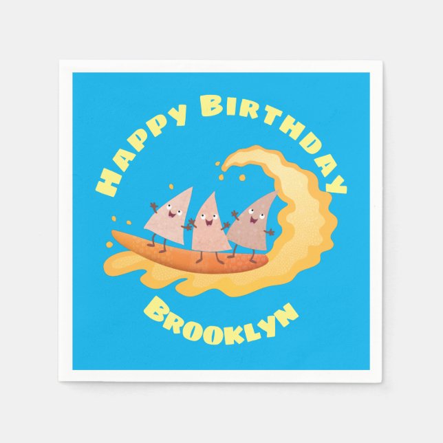 Serviette En Papier Mignons nachos chips de maïs surf (Devant)