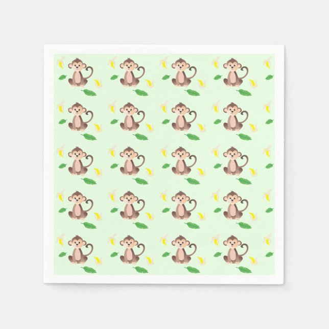 Serviette En Papier Mignons Singes Banana Peels Green (Devant)