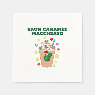 Serviette En Papier Mikitiez Trex dinosaure café glacé caramel Noël