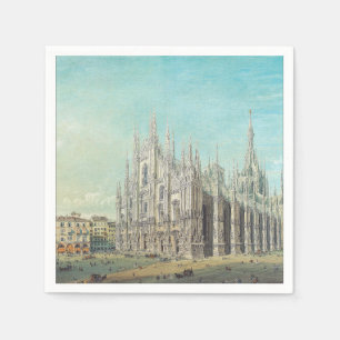 Serviette En Papier Milan Piazza du Duomo années 1850 par Carlo Bossol