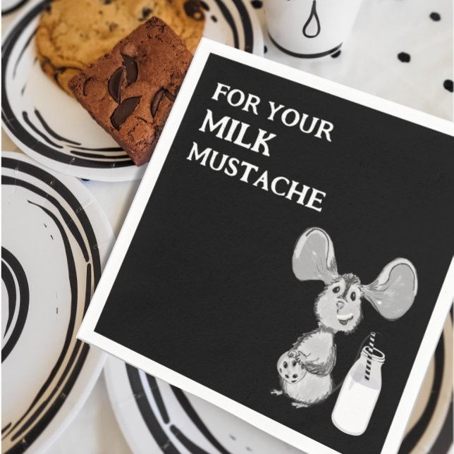Serviette En Papier Milk Mustache Mouse First Birthday (Créateur téléchargé)