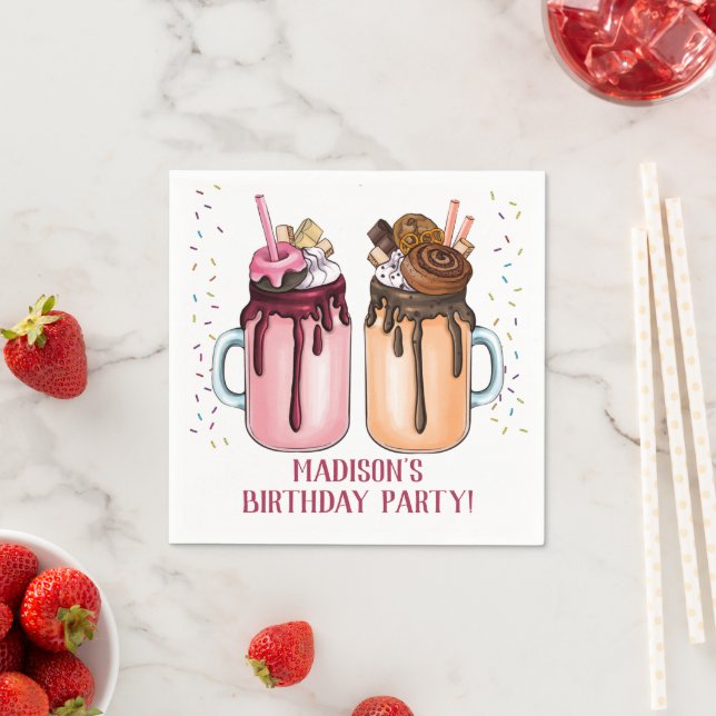 Serviette En Papier Milkshakes extrêmes fête d'anniversaire (En situation)