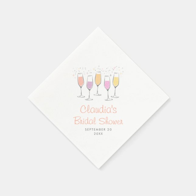Serviette En Papier Mimosa Champagne Bellini Peach Fête des mariées (Coin)