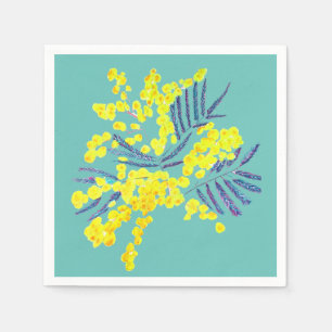 Serviette En Papier Mimosa des fleurs de Wattle jaune