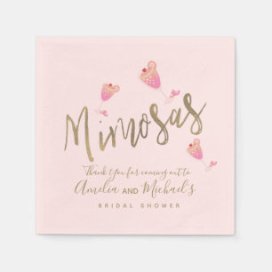 Serviette En Papier Mimosa Fête des mariées rose Merci Confetti