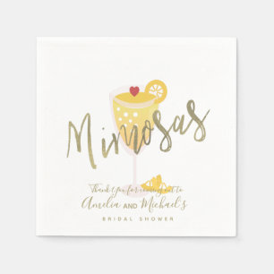 Serviette En Papier Mimosa Remerciements pour Baby Shower Mariée Or