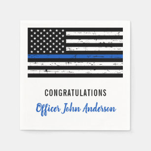 Serviette En Papier Mince Ligne Bleue Police Police Party