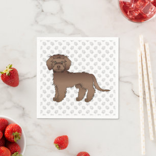 Serviette En Papier Mini Brown Goldendoodle mignon Cartoon Chien & Pât
