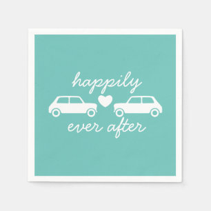Serviette En Papier Mini Cooper Coeurs - Turquoise - Heureusement Jama