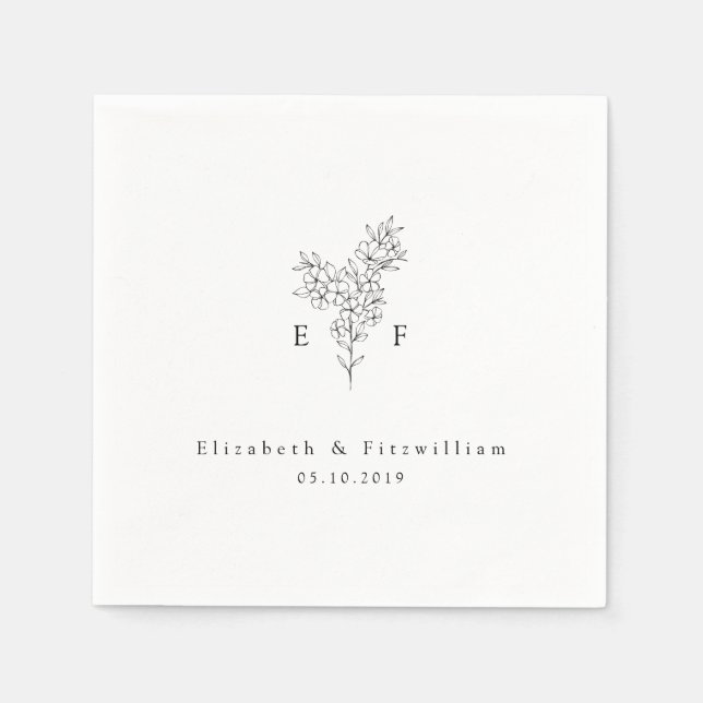 Serviette En Papier Mini couronne de monogramme en fleur de cerisier (Devant)