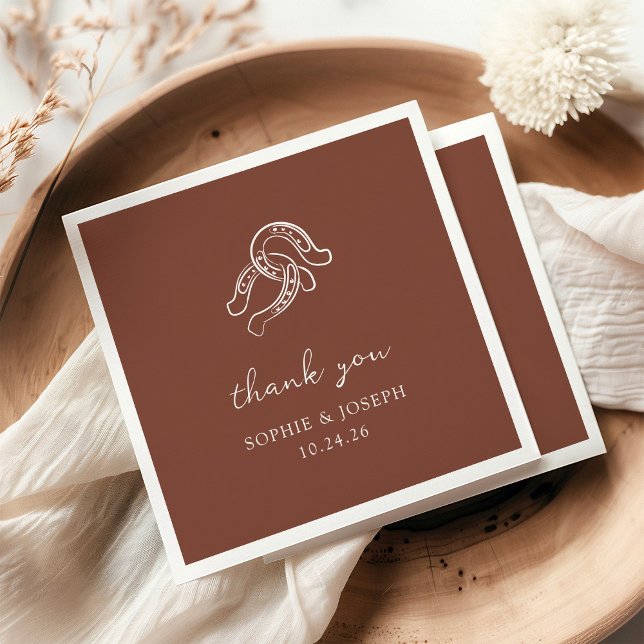 Serviette En Papier Mini-fer à cheval | Mariage Brown rustique (Créateur téléchargé)