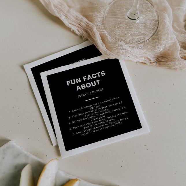 Serviette En Papier Mini Forme Black Trivia Fun Facts Mariage (Créateur téléchargé)