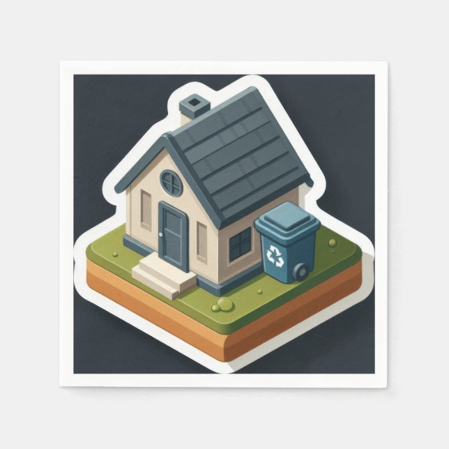 Serviette En Papier Mini maison (Devant)