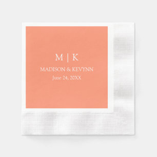 Serviette En Papier Mini-Monogramme Mariage Coral Peach Cocktail