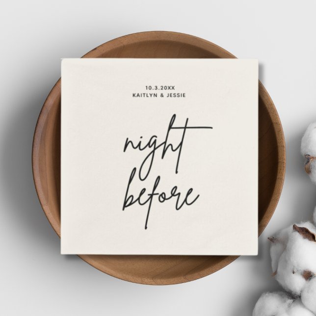 Serviette En Papier Miniature noir nuit avant la répétition (Custom rehearsal Dinner Napkins)