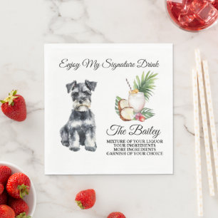 Serviette En Papier Miniature Schnauzer Mariage Signature Boire Napkin