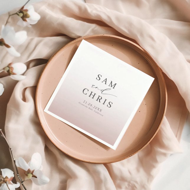 Serviette En Papier Minimal Chic Rose Gold monogram Wedding (Créateur téléchargé)