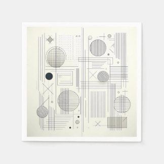 Serviette En Papier Minimal Geometric Line Art