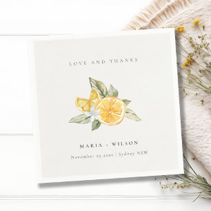 Serviette En Papier Minimal Lemon Botanical Boho Love Merci Mariage