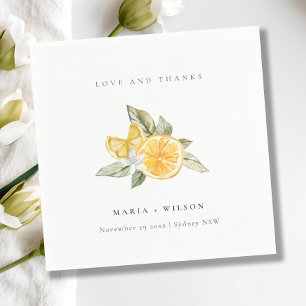 Serviette En Papier Minimal Lemon Botanical Boho Love Merci Mariage