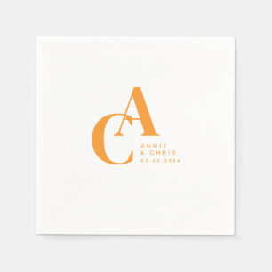 Serviette En Papier Minimal, Monogramme, Police d'écriture manuscrite,