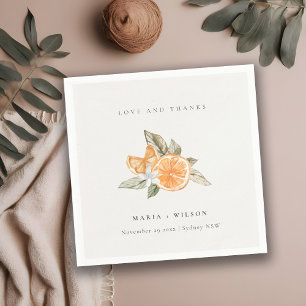 Serviette En Papier Minimal Orange Botanique Aimer Merci Mariage