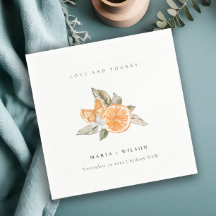 Serviette En Papier Minimal Orange Botanique Aimer Merci Mariage
