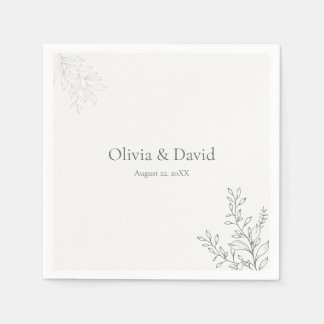 Serviette En Papier Minimal Sage Green Botanical Wedding Napkin