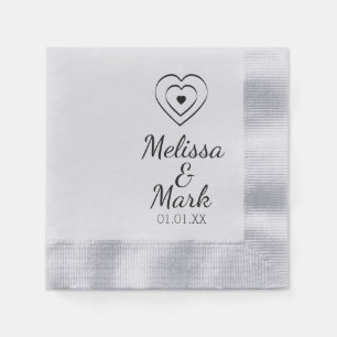 Serviette En Papier Minimal Simple Triple Coeurs Dessinés à la Main Ar