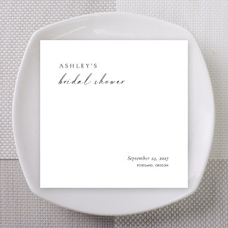 Serviette En Papier Minimalist Bridal Shower Napkins | Modern Elegant