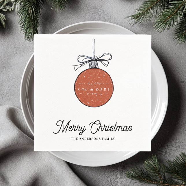 Serviette En Papier Minimalist Christmas Ornament Illustration (Créateur téléchargé)