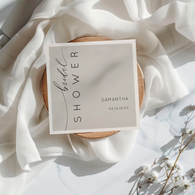 Serviette En Papier Minimalist soft Grey Bridal Shower (Créateur téléchargé)