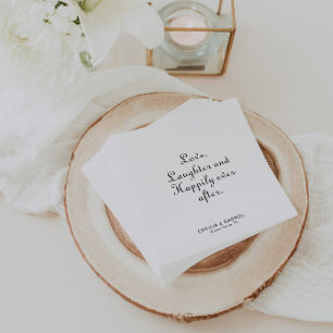 Serviette En Papier Minimaliste amour rire et heureux toujours après