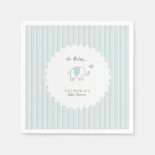 Serviette En Papier Minimaliste Bleu Poussiéreux Oh Bébé Éléphant Baby