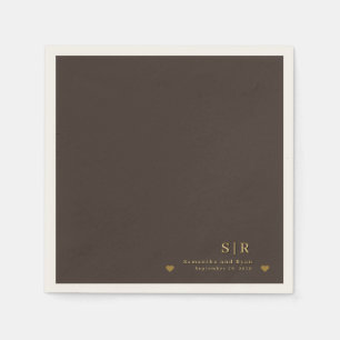 Serviette en papier minimaliste brun profond avec