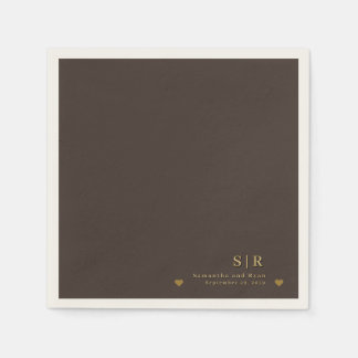 Serviette en papier minimaliste brun profond avec