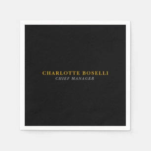 Serviette En Papier Minimaliste Classique Couleur Noir Or Professionne