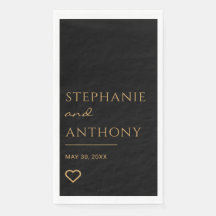 Minimaliste Coeur noir et or Mariage moderne