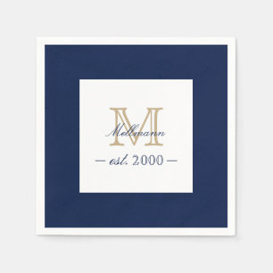 Serviette En Papier Minimaliste Élégant Monogramme Famille Année de Cr
