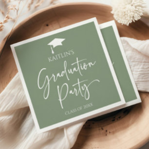Serviette En Papier Minimaliste Elegant Sage Green Graduation Party