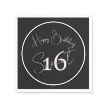 Minimaliste Moderne 16ème Anniversaire Noir Blanc