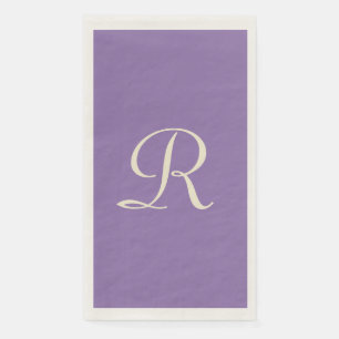 Serviette En Papier Minimaliste monogramme violet et crème