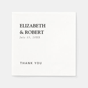 Serviette En Papier Minimaliste noir & blanc Mariage traditionnel chic